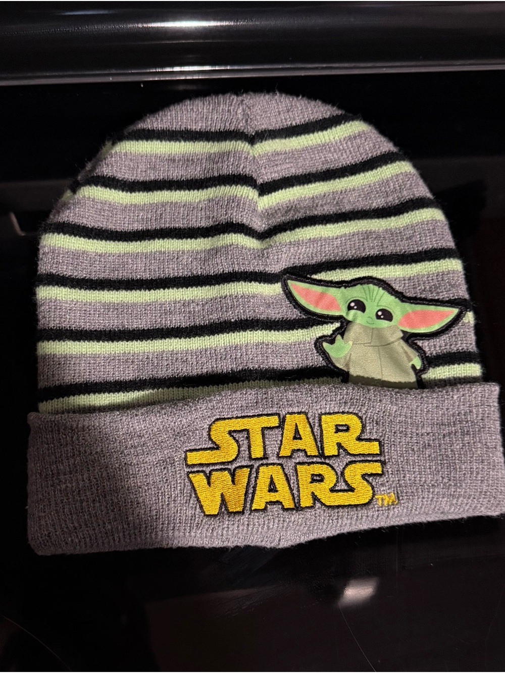 Star Wars Kids Beanie with The Child Patch in Gray, Black & Lime